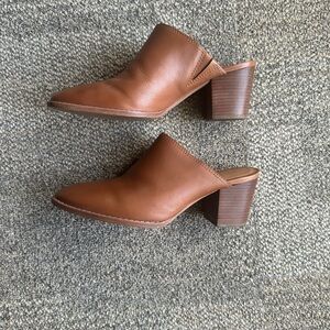 Madewell Brown Leather Block Heel Mules
